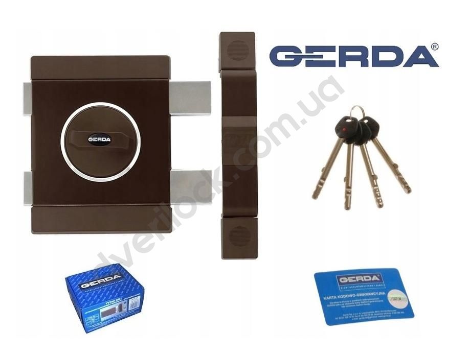 Накладной замок GERDA TYTAN ZX GT8 (длинный ключ) 4кл. коричневый  Накладные замки