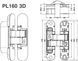 Скрытая петля PL160 3D-24х110 мм, матовый хром SC Дверные петли