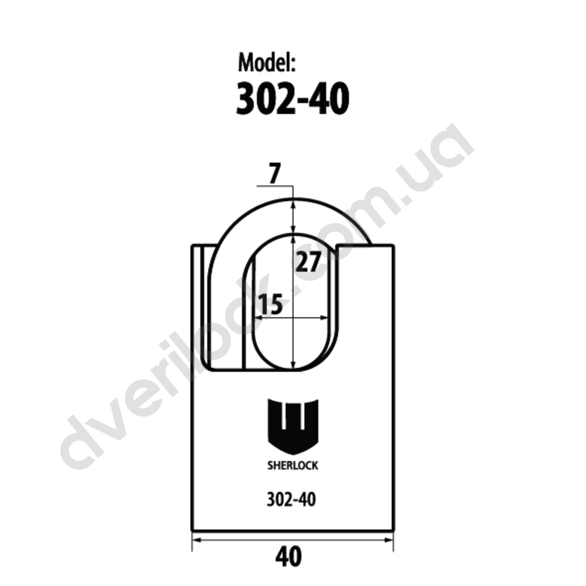 Замок навесной SHERLOCK 302-40 із захистом дужки Навісні замки
