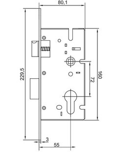 Корпус врезного замка Мотор Сич ЗВ4-6 (72мм)  Корпус врезного замка