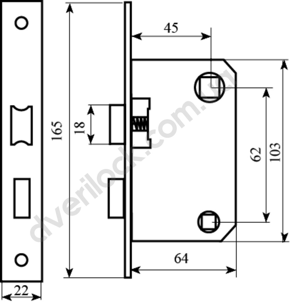 RDA Замок врезной с ручками Tecno WC (механізм 1251) черний  Врезные замки