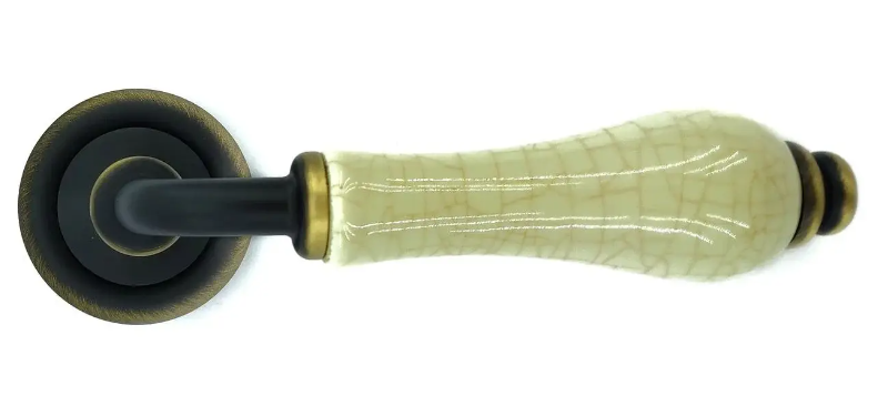 LINEA CALI Ручка дверная Dalia 103 бронза матова/
потрісканий фарфор  Ручки на розетке