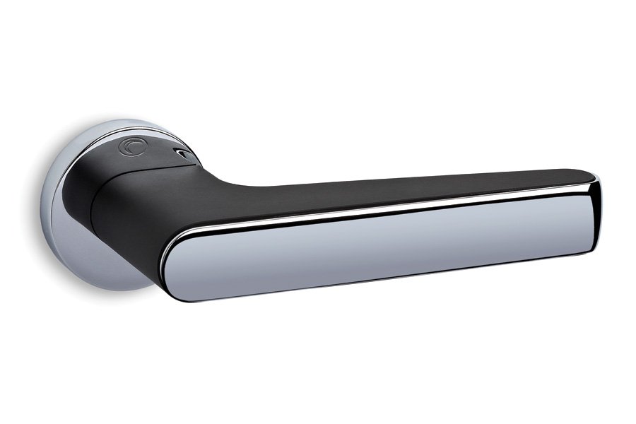CONVEX Ручка дверная 2015 на круглой розетке хром/черный мат  Ручки на розетке